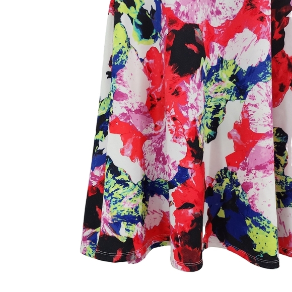 Milly For Design Nation Women's Rosabella Floral Short Sleeve Skater Dress - 12 - Picture 5 of 7